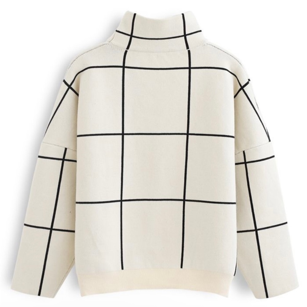 NWT Chicwish Grid Turtleneck Sweater - Picture 3 of 10